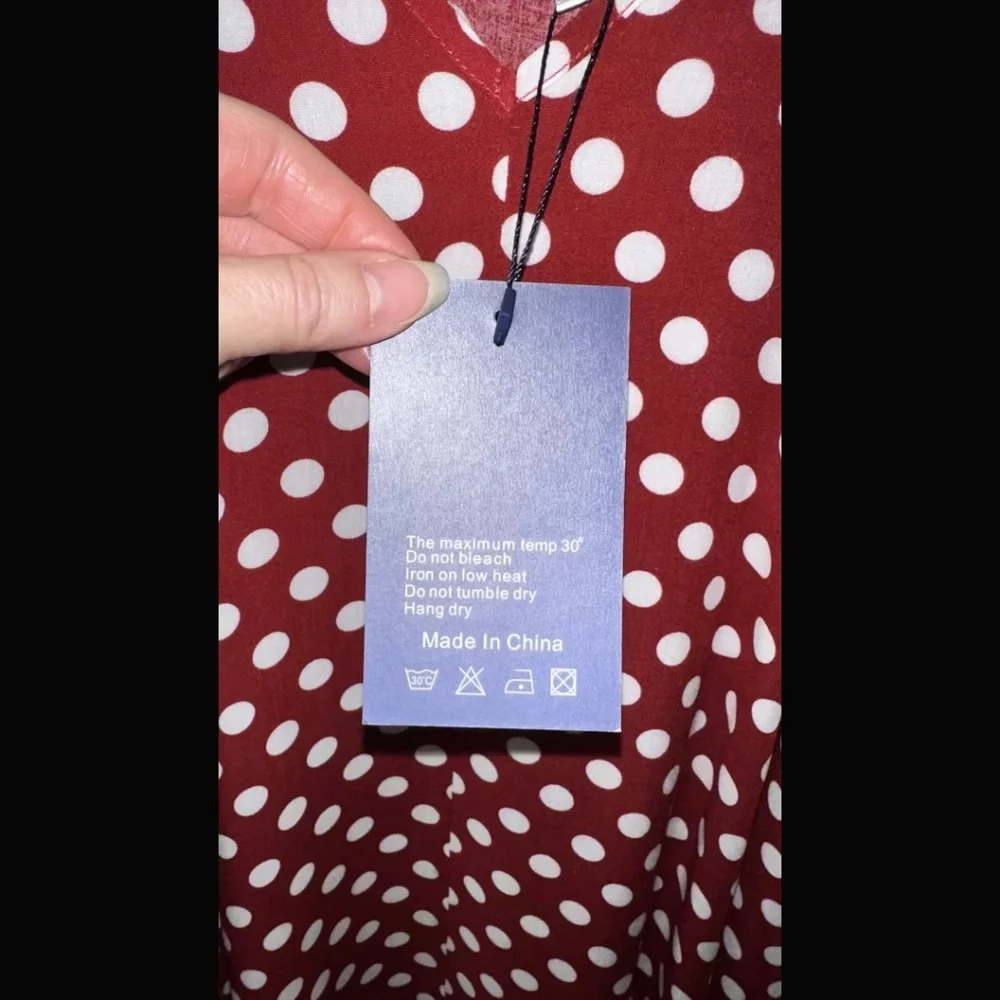 LILBETTER Women V-Neck Polka Dot Print Spaghetti Strap Boho Long Maxi Dress NWT - Picture 5 of 8